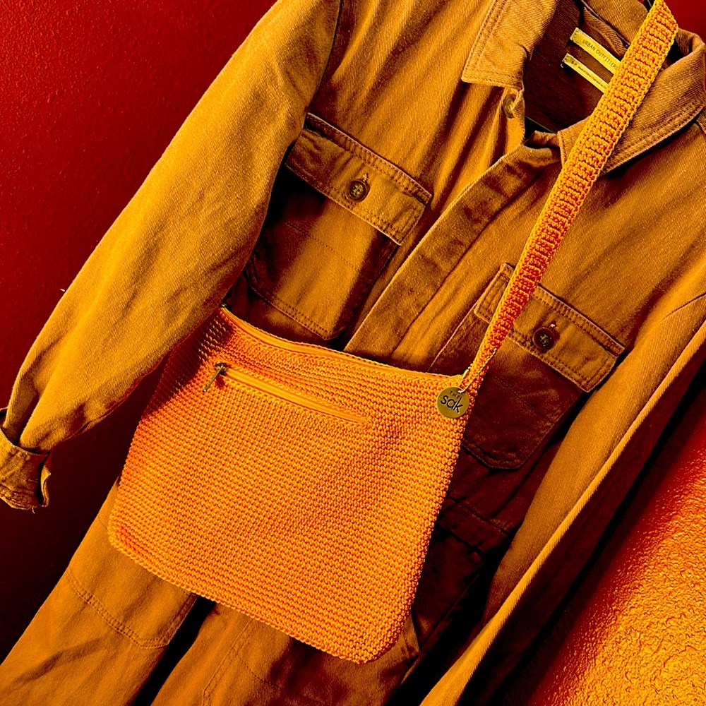 Vintage new crossbody thick strap sak beautiful tangerine orange